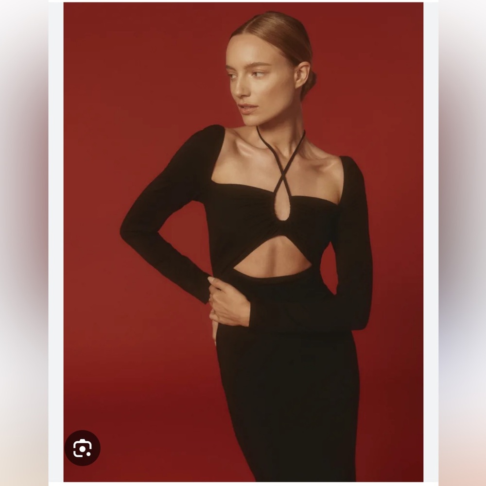 Reformation Long Black Cut Out Dress